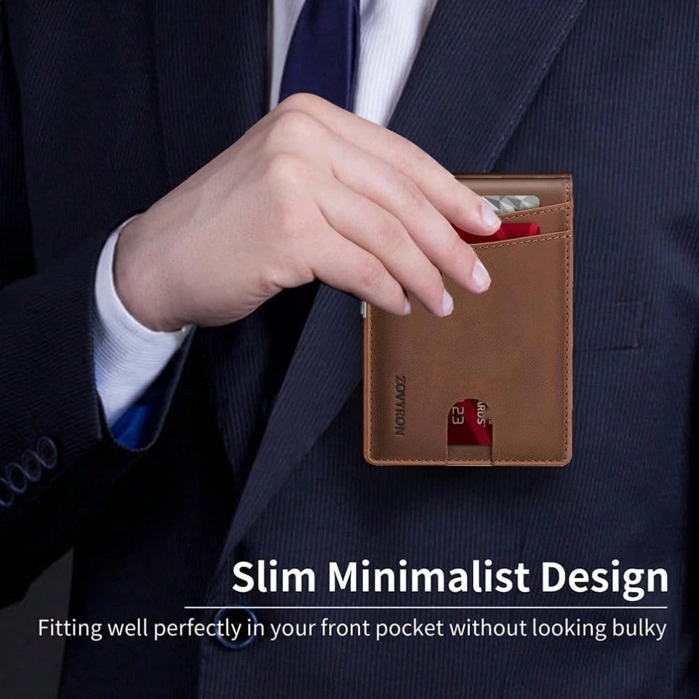 Wallet For Men Slim Bifold Leather Wallet With Money Clip RFID Blocking Minimalist Card Holder Front Pocket Mens Wallet