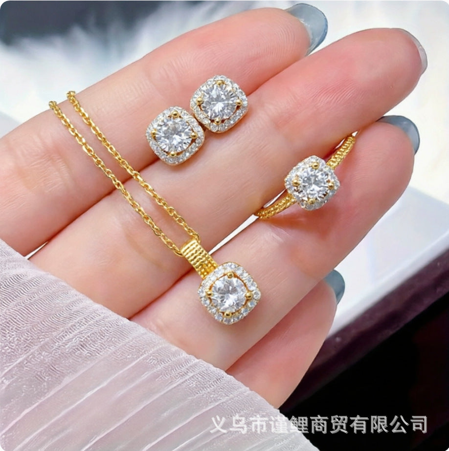 Alloy Necklace Stud Earrings Ring Jewlery