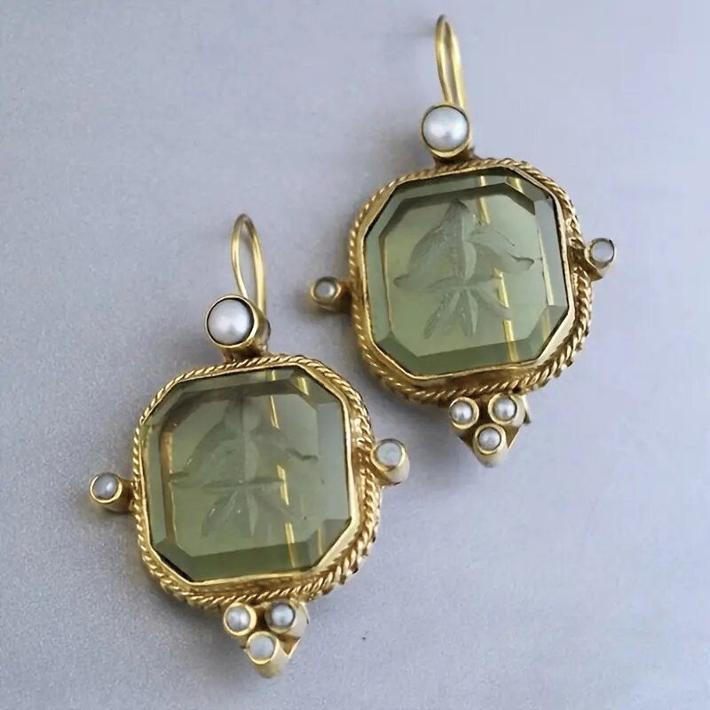 Huitan Taobao New Wholesale New Chinese Style Earrings Imitation Pearl Retro Literary Jewelry Acrylic Small Fresh Style