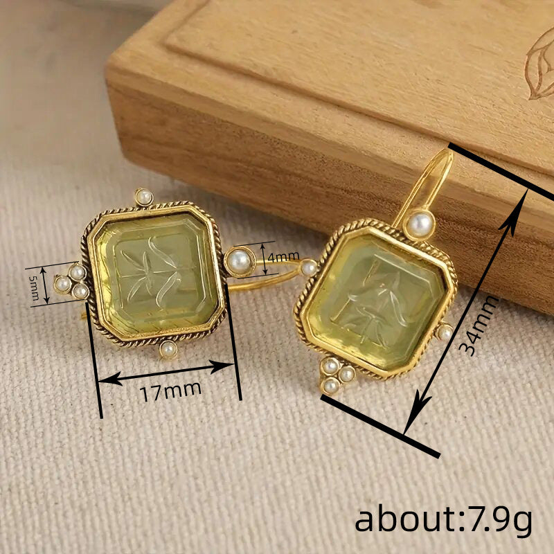 Huitan Taobao New Wholesale New Chinese Style Earrings Imitation Pearl Retro Literary Jewelry Acrylic Small Fresh Style