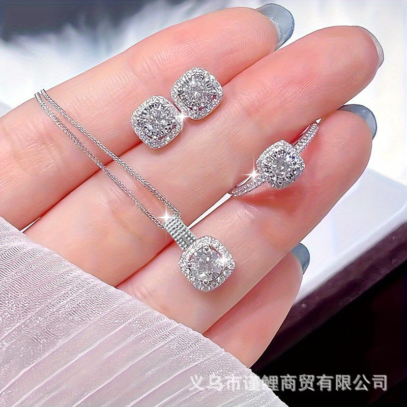 Alloy Necklace Stud Earrings Ring Jewlery