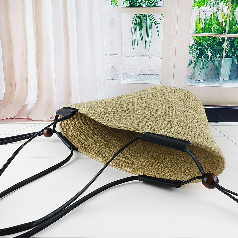 Simple Shoulder Large Capacity Cotton Bag Cotton Rope Woven Women's Commuter Bag Tote Bag Leisure Holiday Beach Bag