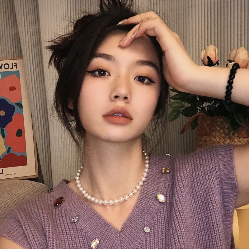 New Arrivals: Shijia Pearl Necklace For Women, Light Luxury, Niche, High-End Feel, Short Necklace, Shijia Pearl Short Necklace