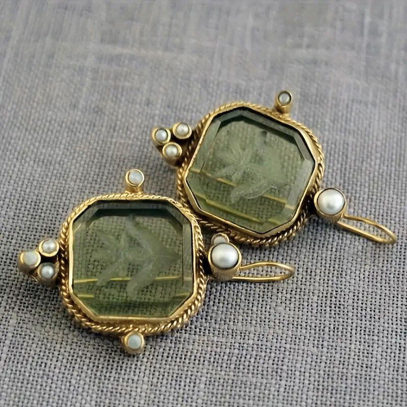 Huitan Taobao New Wholesale New Chinese Style Earrings Imitation Pearl Retro Literary Jewelry Acrylic Small Fresh Style