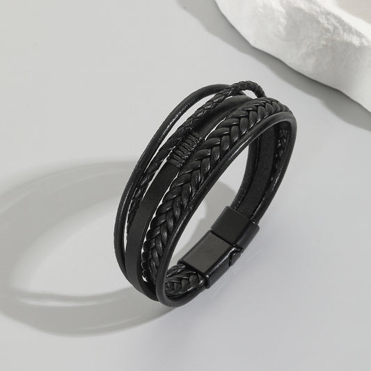 PU Leather Men's Bracelet Multi-layer