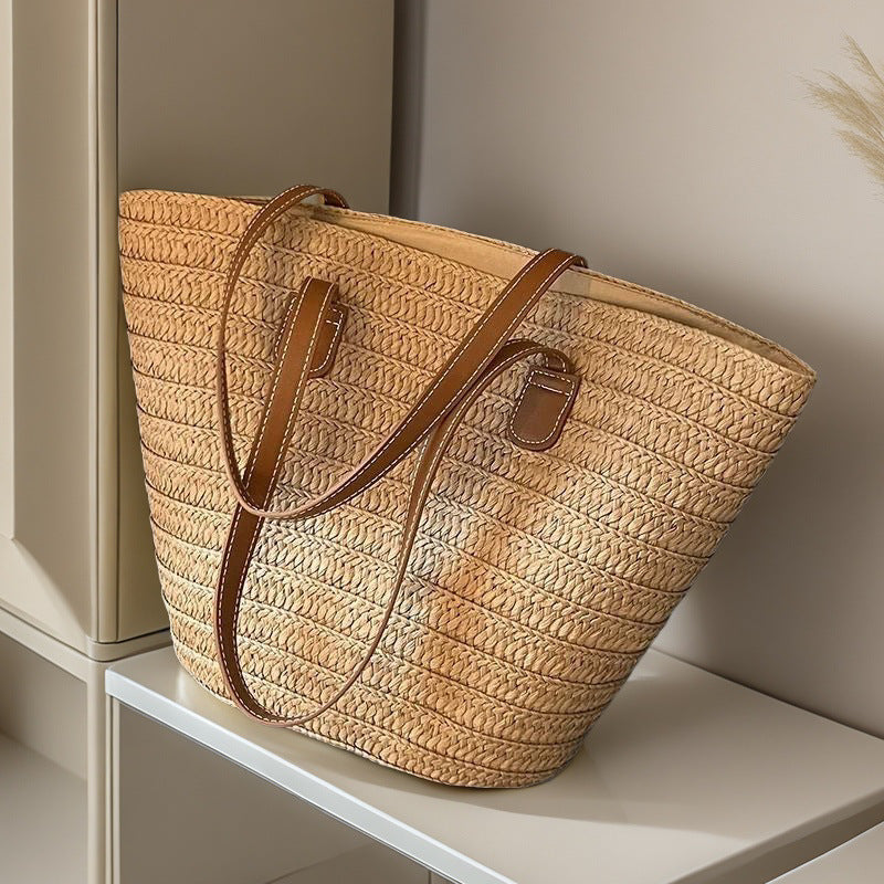 Shoulder Crossbody Straw Woven Bag Handmade Woven Bag Large Capacity Tote Bag Holiday Beach Bag Commuter Women's Bag Women's Bag