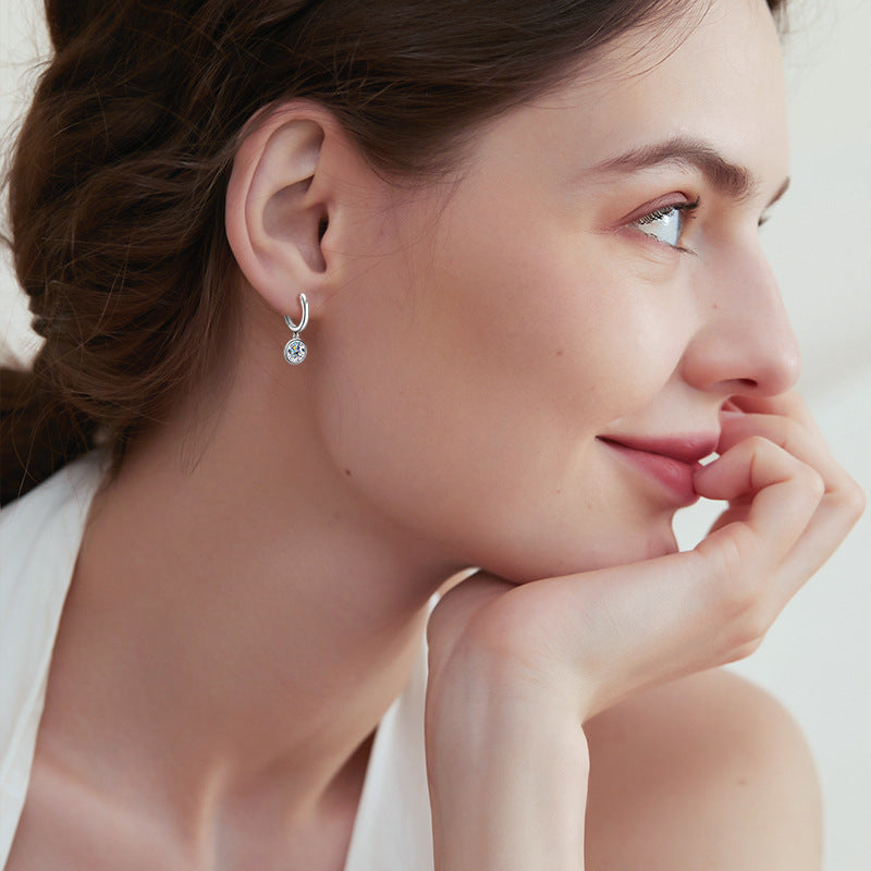 Korean Version Of Luxury D Color Moissanite Earrings Female Temperament Niche High Sense S925 Tremella Ring Earrings A Generation Of Hair