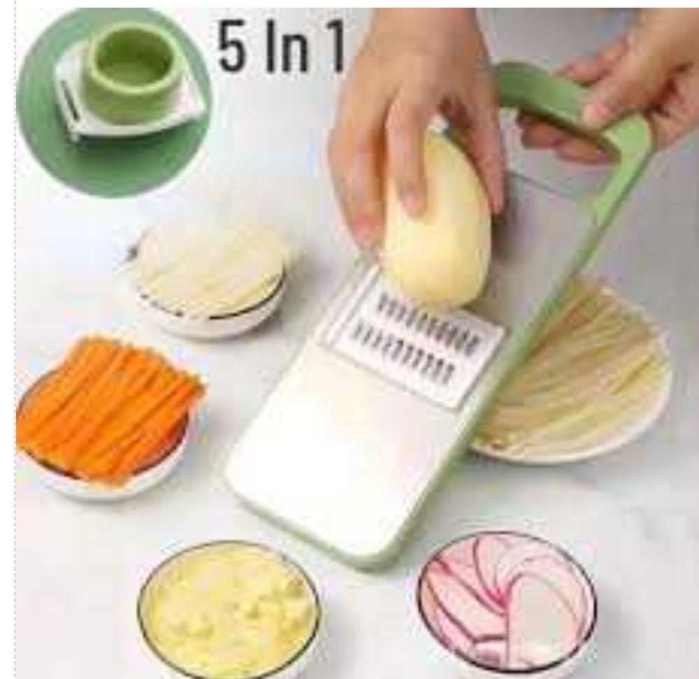 5 in 1 Vegetable Cutter and Slicer – Multifunctional Stainless Steel Slicer for Quick & Easy Food